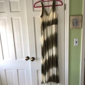 Olive green and cream maxi dress